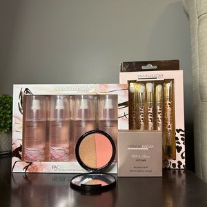 Manna kadar bronzer and blush, set of 4 mist, brushes